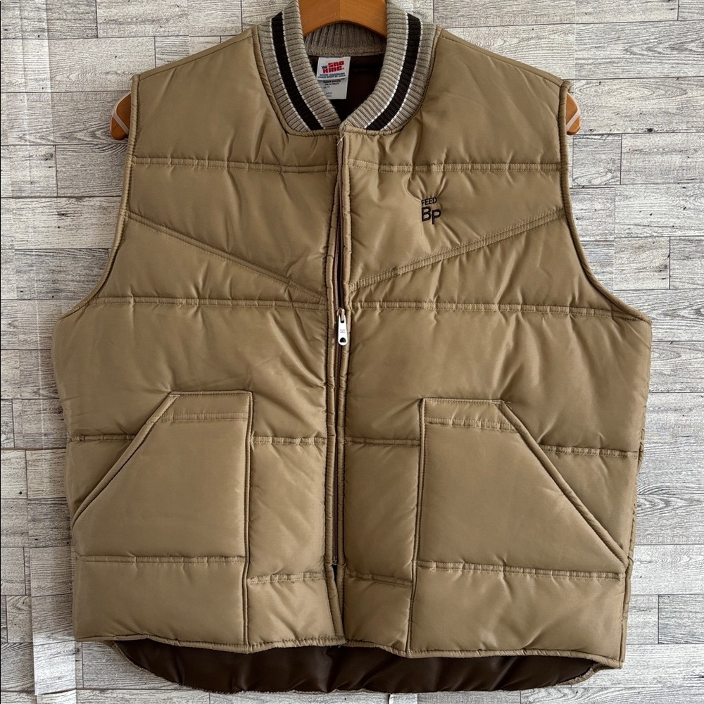 Brown Vest BP Feed Farming Chore Mens Large gorpcore‎ Made USA Vintage Y2K